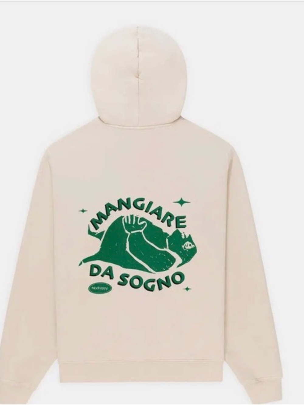 MADHAPPY x MADEO FLEECE HOODIE‎ CREMA oatmeal color size small RARE
